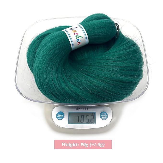 Pre Stretched Braiding Hair Green Kanekalo Teal Braiding Hair Pre Stretched Colored Hair Extensions for Braiding Box Braids Hair Knotless Prestretched Braiding Hair 26 inch