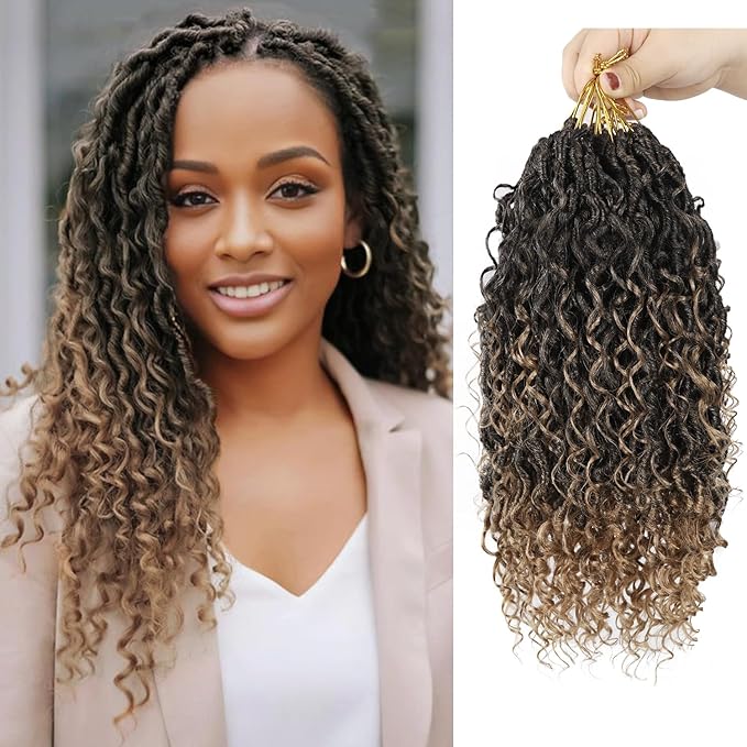 14 Inch Boho Style Synthetic Faux Locs Crochet Hair, 9 Packs, River Locs Hair Extensions