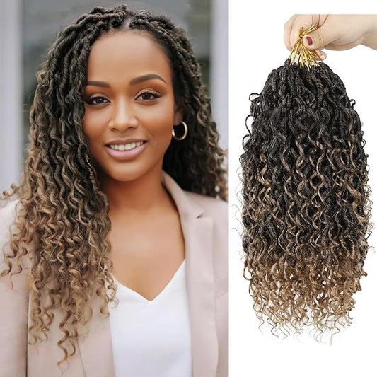14 Inch Boho Style Synthetic Faux Locs Crochet Hair, 9 Packs, River Locs Hair Extensions