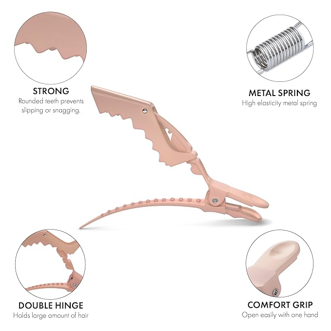 FRAMAR Neutral Alligator Clips For Hair Styling 10 Pack – Professional Alligator Hair Clips For Women, Hair Clip For Women, Salon Hair Clips For Styling – Firm Hold Without Slipping