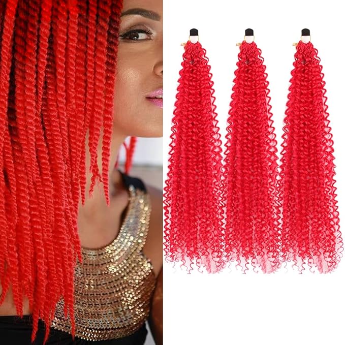 Passion Twist Hair Extensions Red Curly Crochet Hair 12 Inch Short Curly Braiding Hair 3 Packs Crochet Braids with Curls for Black Women(12",Red)