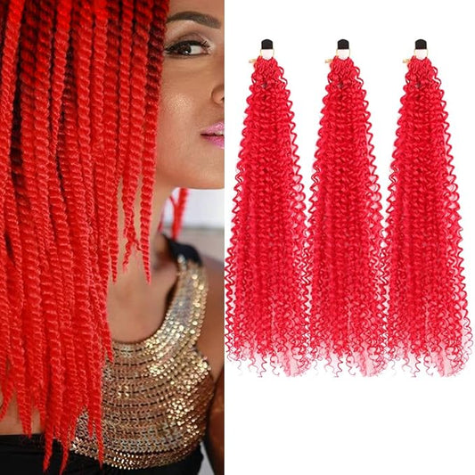 Passion Twist Hair Extensions Red Curly Crochet Hair 12 Inch Short Curly Braiding Hair 3 Packs Crochet Braids with Curls for Black Women(12",Red)