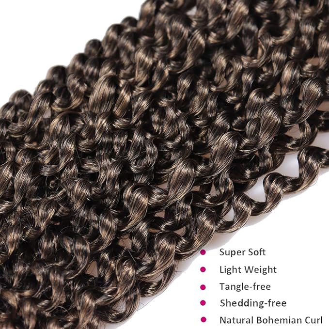 Dorsanee Ombre Honey Blonde Passion Twist Hair 14 Inch 7 Packs Water Wave Crochet Hair Long Bohemian Curly Braiding Hair for Butterfly Locs, Faux Locs, Boho Style Spring Twist Crochet Braids (T27#)