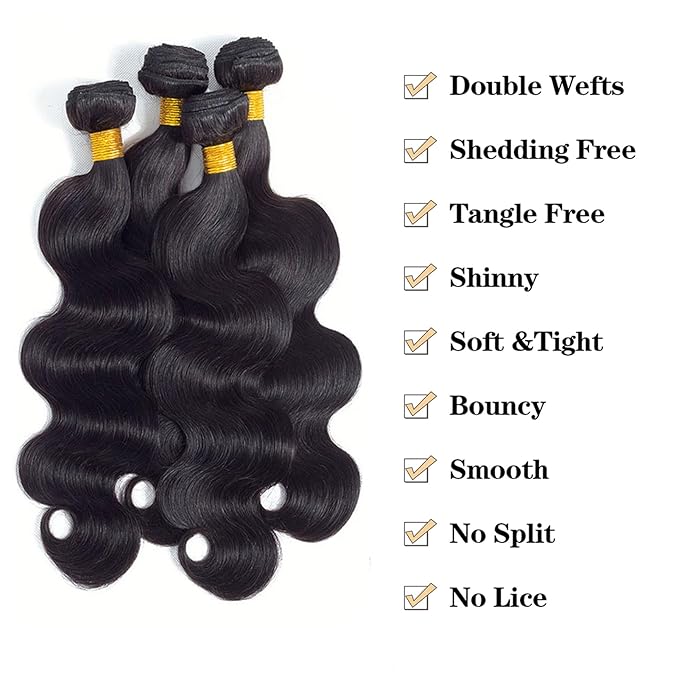 12A Body Wave Bundles Human Hair 14" 16" 18" 20" 400g 100% Unprocessed Brazilian Virgin Hair Body Wave 4 Bundles Human Hair Weave Bundles Natural Color