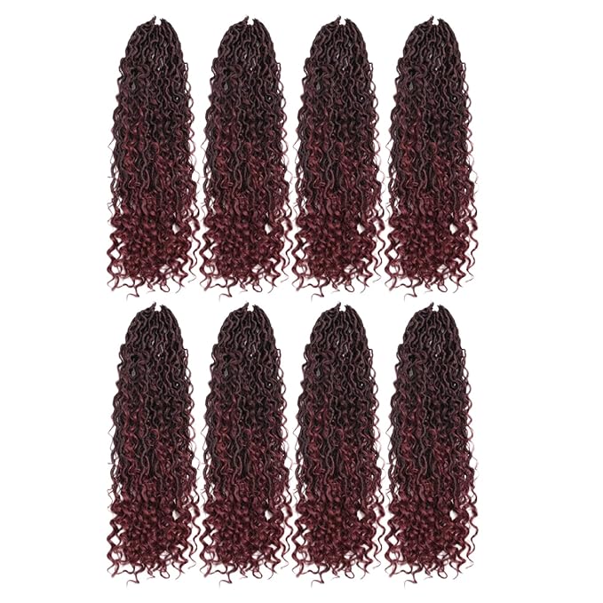 8Packs Goddess Locs Crochet Hair 22Inch Crochet Locs,Boho Faux Loc With Curly Ends River Hippie Bohemian Loc Crochet Hair for Black Women(1B/BUG, 22inch(Pack of 8))