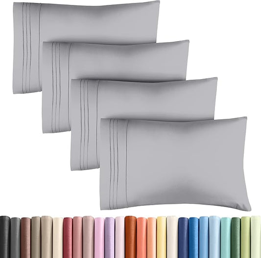 Queen Pillow Cases Set of 4 - Ultra Soft Hotel Quality Pillowcase Covers - Comfy, Cozy & Wrinkle Free - Shrink, Stain & Fade Resistant - Machine Washable Pillow Protectors - 4 Piece Set - Steel Blue