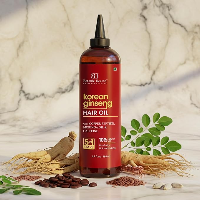 Botanic Hearth Hair Oil for Hair Growth & Home Hair Perm Kit | Strengthening Dry, Frizzy, Damaged Hair & Scalp Treatment | Korean Ginseng Hair Oil – 6.7 Fl Oz