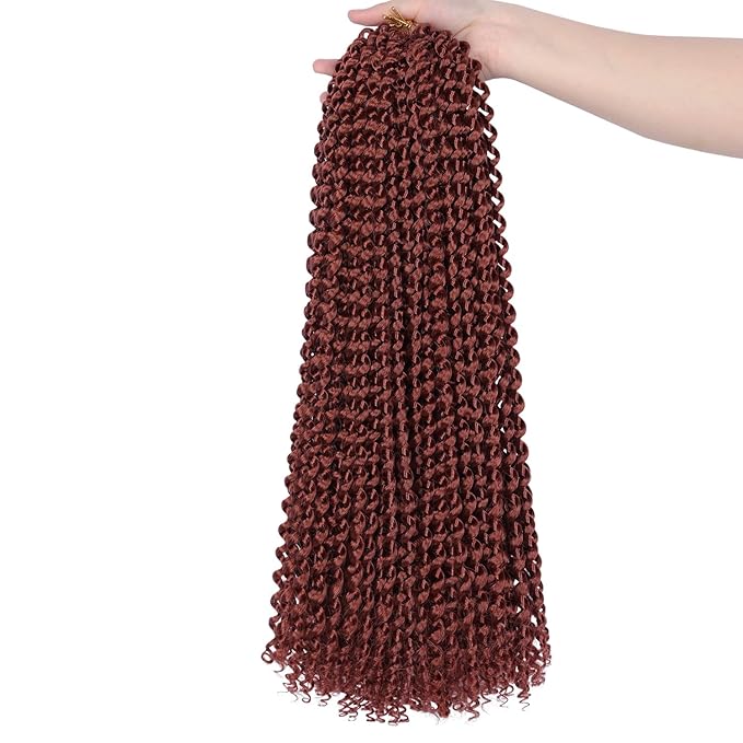 Copper Red Passion Twist Hair, 350# Water Wave Crochet Hair 30 Inch Passion Twist Crochet Hair Long Bohemian Synthetic Passion Twists Curly Braiding Hair Extensions (30 Inch (Pack of 2), 350#)