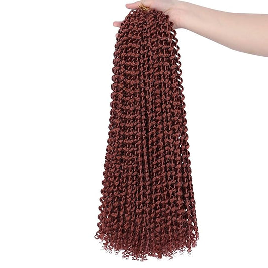Copper Red Passion Twist Hair, 350# Water Wave Crochet Hair 30 Inch Passion Twist Crochet Hair Long Bohemian Synthetic Passion Twists Curly Braiding Hair Extensions (30 Inch (Pack of 2), 350#)