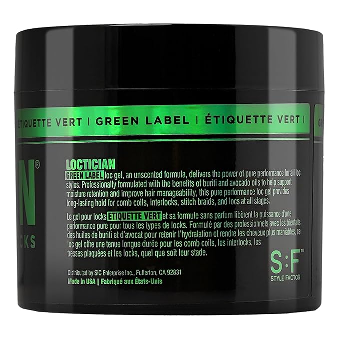 Style Factor Loctician Green 10.1 oz - Premium Pomade with Buriti & Avocado Oils Max Hold, Unscented, Clean, Expert Styling Gel for Locs, Twists, Braids for All Hair Types