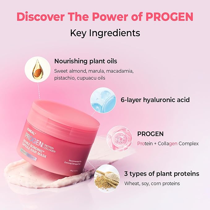 KUNDAL Mega Moisture/Hair Conditioner Mask for Dry & Curly Hair, Deep Conditioning Hair Mask with Protein for Hair Repair & Split Hair Care, Violet Mug, 6.3 oz