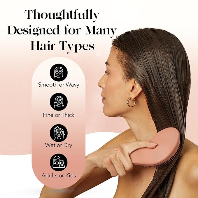 Kitsch Detangler Brush – Gentle Curly Hair Brush with Flexible Bristles for All Hair Types - Wet or Dry | Detangling Hair Brushes for Women & Men, Adults & Kids - Terracotta