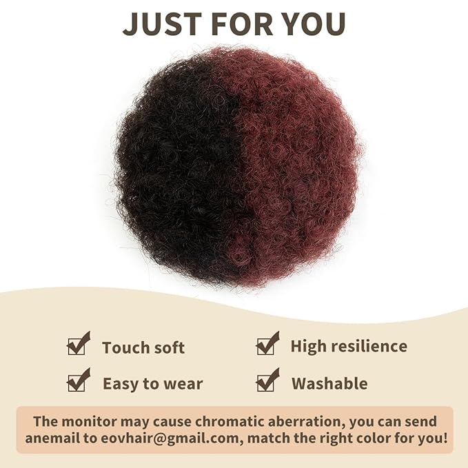 isheeny Small Human Hair Bun For Black Women, 100% Human Hair Bun Small Drawstring Ponytail P1-99j For Little Girls, Curly Fake Hair Bun Natural, Soft, And Durable For Repeated Use