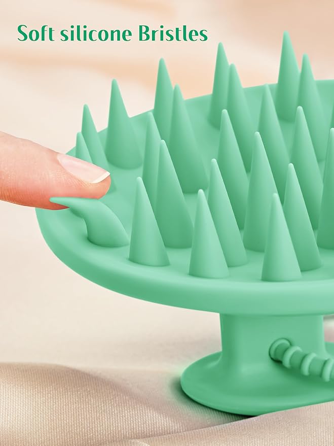 HEETA Scalp Massager Shampoo Brush with Silicone Bristles for Dandruff Removal Scalp Care & Hair Growth, Scalp Scrubber for All Hair Types, Head Massager Stress Relax, Upgraded Large Design,Green