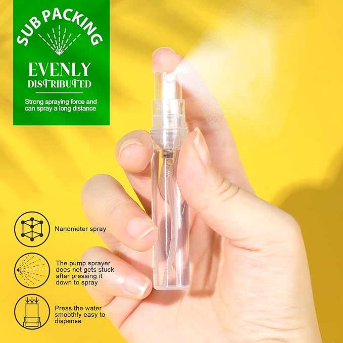 Teenitor 20Pcs Mini Spray Bottle, Travel Spray Bottle 5ml Plastic, Fine Mist Atomizer for Perfume, Mini Perfume Refillable Bottle