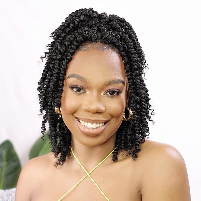 Passion Twist Crochet Hair 10 inch 8 Packs，Passion Twist Hair, Pre-Twisted Passion Twist Crochet Hair for Black Women Passion Twist Curly Crochet Hair…