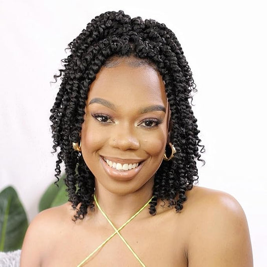 Passion Twist Crochet Hair 10 inch 8 Packs，Passion Twist Hair, Pre-Twisted Passion Twist Crochet Hair for Black Women Passion Twist Curly Crochet Hair…