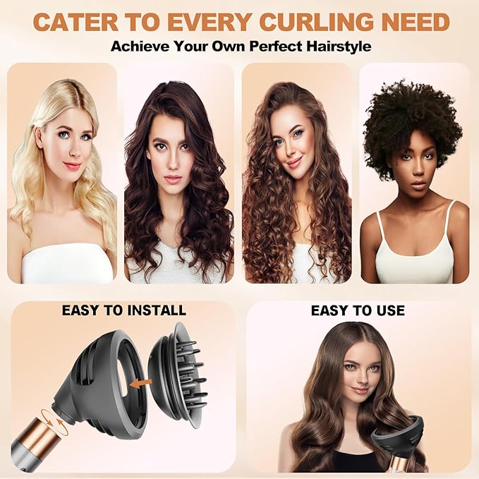 Wave Curl Diffuser Attachment for Dyson Airwrap HS01 HS05 HS08, Upgraded Hair Diffuser Nozzle Dome and Diffuse Modes to Dryer Faster and Define Curls Hair, Grey