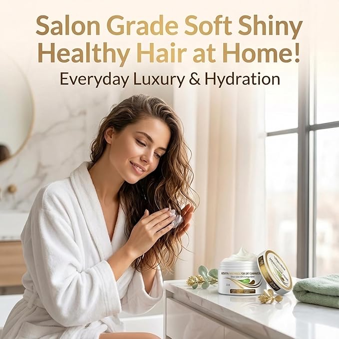 VITAMINS hair cosmetics Keratin Hair Mask - Protein Repair Keratin Treatment - Deep Conditioner for Dry, Damaged, Curly, Straight & Frizzy Hair with Biotin, Collagen & Castor Oil - 8.5 Fl Oz