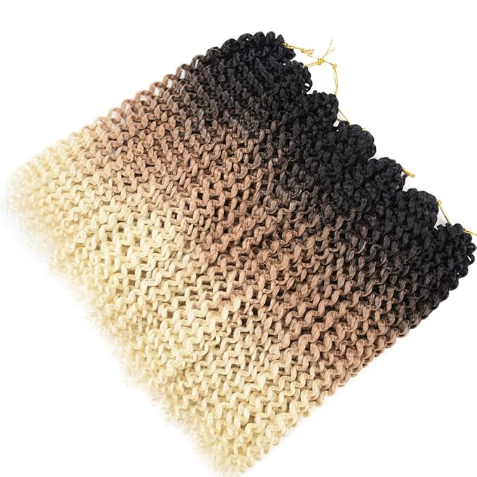 7 Packs Passion Twist Hair 18 Inch Long Water Wave Crochet Synthetic Curly Braids for Passion Twist Crochet Braiding Hair Long Bohemian Curly Hair (18inch, 1B/brown/honey blonde)