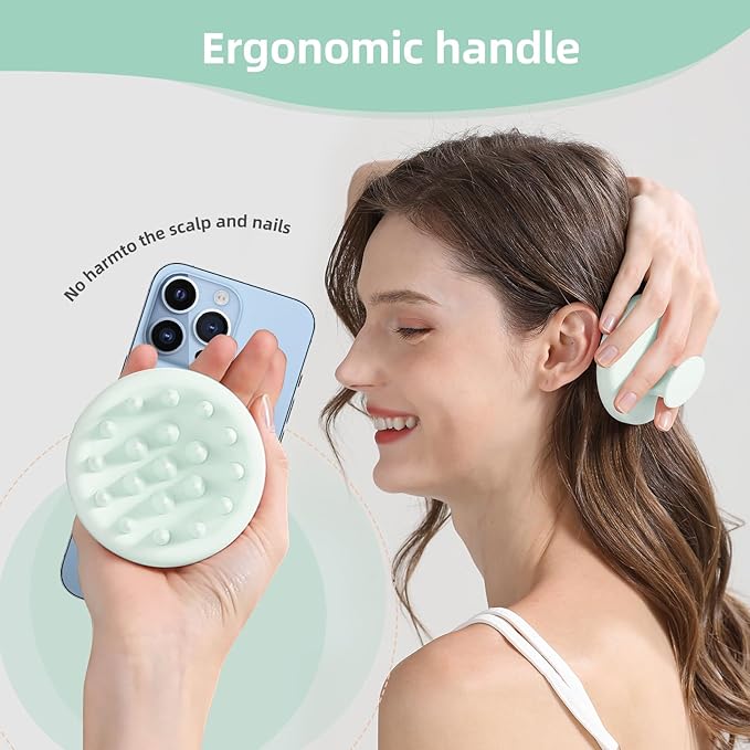 Scalp Massager Shampoo Brush, Scalp Massager Hair Growth & Dandruff Removal, Scrubber Scalp with Soft Silicone Bristles, Wet&Dry ‌Hair Brush for All (Mint Green)