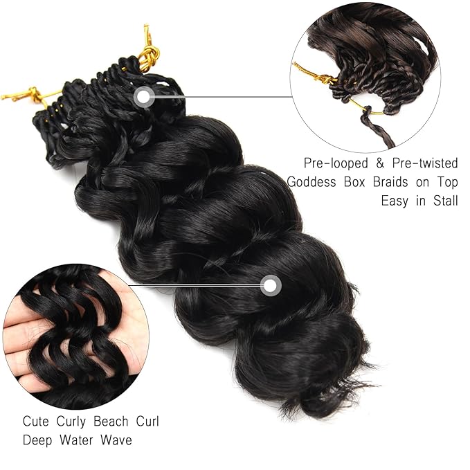 Short Crochet Hair Curly Highlight 4/30 Brown GoGo Curl Crochet Hair for Black Women Ocean Deep Water Wave Beach Curl Crochet Braids Soft Like Human Hair 7 Pack Natural Look Hair Extensions