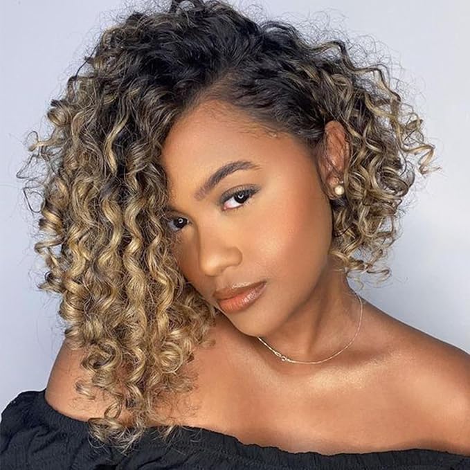 7 Packs GoGo Curl Crochet Hair 8 Inch Short Curly Crochet Hair for Women Deep Wave Beach Curl Crochet Braids Synthetic Braiding Hair Extensions(8 Inch, T27)