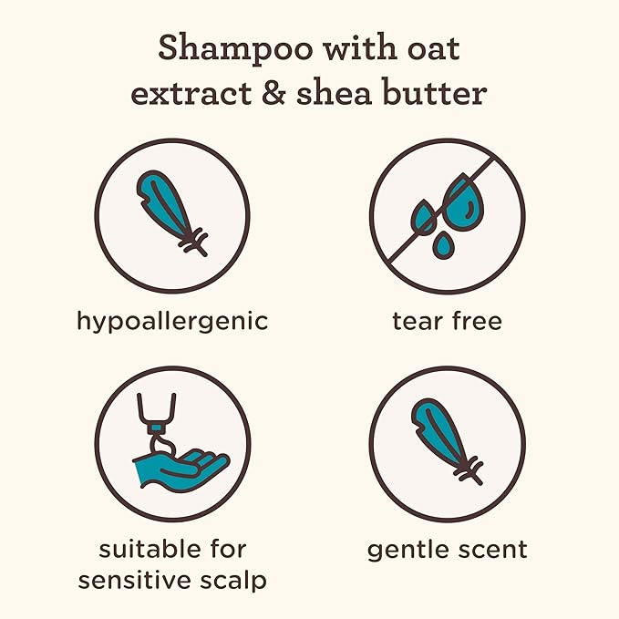 Aveeno Kids Curly & Coily Hair Shampoo, Hydrating Shampoo for Type 3 & 4 Hair, Kids Curly Hair Products suitable for Sensitive Scalps with Oat Extract & Shea Butter, Paraben-Free, 12 fl. oz