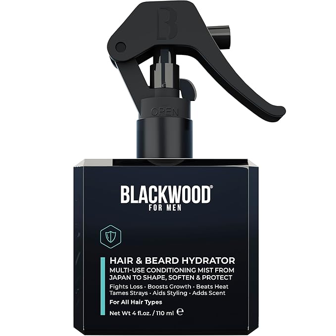 Blackwood For Men Hair & Beard Hydrator Spray - Natural Leave-In Conditioner - Moisturizes, Texturizes, Shapes & Detangles - Ideal for Beard Growth & Care - Vegan Men's Grooming Essential (4 oz)