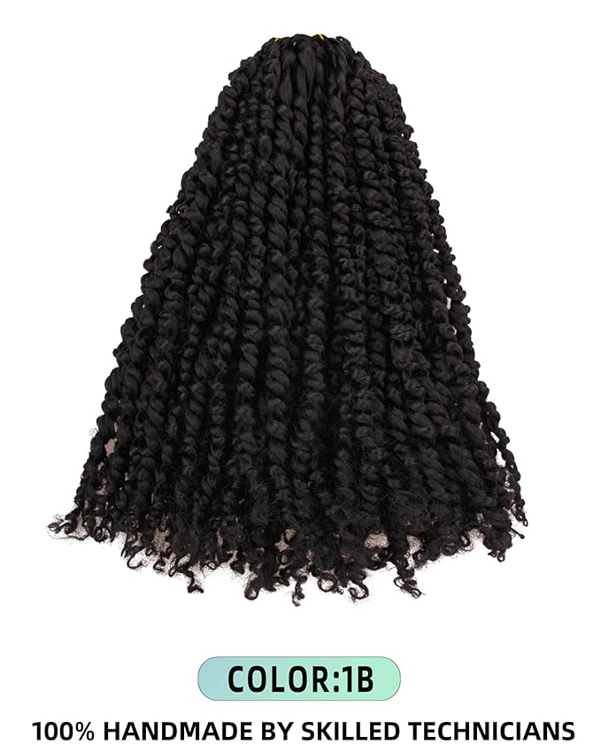 14 Inches 8 Packs Passion Twist Crochet Hair-Pre-twisted Passion Twists,Pre-Looped Crochet Braids Made Of Bohemian Hair Synthetic Braiding Hair Extensions (14 Inch(Pack of 8), 1B)