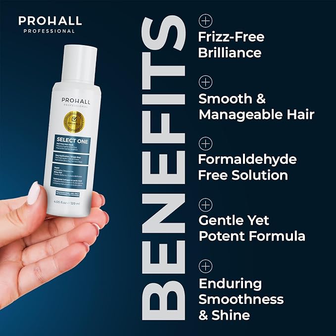 Brazilian Keratin Treatment Blowout Complex-PROHALL SELECT ONE 4.05 oz-Formaldehyde Free Keratin Hair Treatment at Home-Queratina Brasileña Keratina Para Alisar el Pelo Sin Formol-Off White