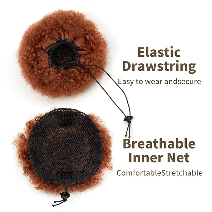 isheeny Small Human Hair Bun For Kids Age 2-5 Human Hair Bun Small Drawstring Ponytail For Little Girls, Curly Fake Hair Bun Natural, Soft, And Durable For Repeated Use (30#, Small 1pcs)