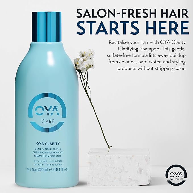OYA CLARITY Clarifying Shampoo - Sulfate Free Deep Cleanser for Oily Hair & Scalp - Gentle Anti-Residue Shampoo with Amino Acids, Sea Kelp & Green Tea Essentials for Curly, Color Treated Hair - 300ml