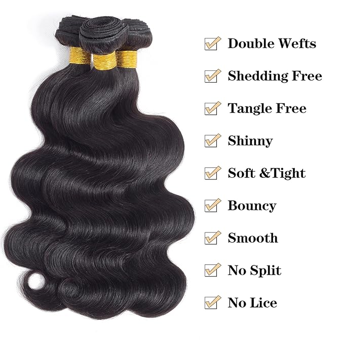 12A Body Wave Bundles Human Hair 24" 24" 24" 300g 100% Unprocessed Brazilian Virgin Hair Body Wave 3 Bundles Human Hair Weave Bundles Natural Color