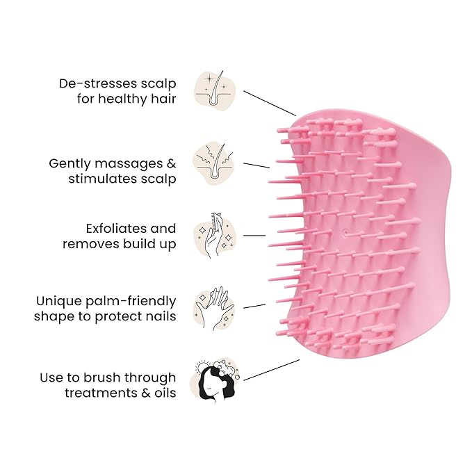 Tangle Teezer Scalp & Shampoo Hairbrush, to Exfoliate, Massage, and Cleanse, for All Hair Types, Pretty Pink