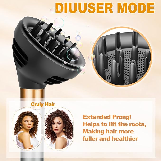 Wave Curl Diffuser Attachment for Dyson Airwrap HS01 HS05 HS08, Upgraded Hair Diffuser Nozzle Dome and Diffuse Modes to Dryer Faster and Define Curls Hair, Grey