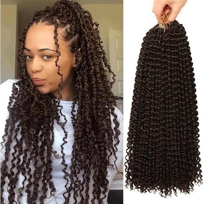 ShowCoco Passion Twist Hair 18 Inch Water Wave Crochet Hair Passion Twists Long Bohemian Hair Synthetic 6 Packs Passion Twist Braiding Hair Extensions (18 Inch, #4)