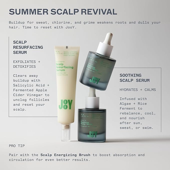 JooY Soothing Scalp Serum | Sensitive & Itchy Scalp Relief | Lightweight Leave-In Treatment | Detox & Hydrate with Fermented Apple Cider Vinegar, Niacinamide, Tea Tree & Witch Hazel