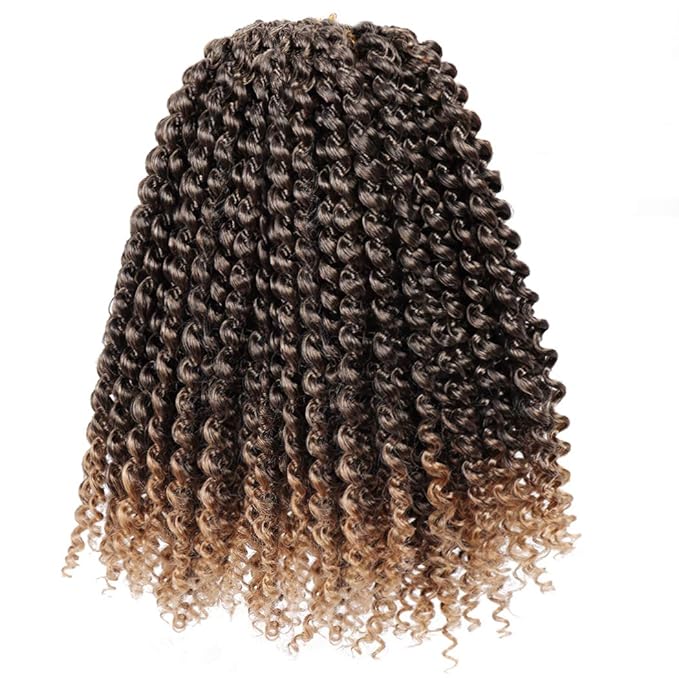Dorsanee Ombre Honey Blonde Passion Twist Hair 12 Inch 7 Packs Water Wave Crochet Hair Long Bohemian Curly Braiding Hair for Butterfly Locs, Faux Locs, Boho Style Spring Twist Crochet Braids (T27#)