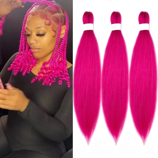 Kids Pink Braiding Hair Pre Stretched Short Braiding Hair Extensions for Braiding Box Braids Knotless Prestretched Braiding Hair 16 Inch