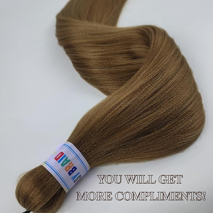 Brown Braiding Hair Pre stretched 26 Inch Clay Brown Hair Extensions for Braids Yaki Texture Knotless Braiding Hair（Packs of 3,26",10 OZ）