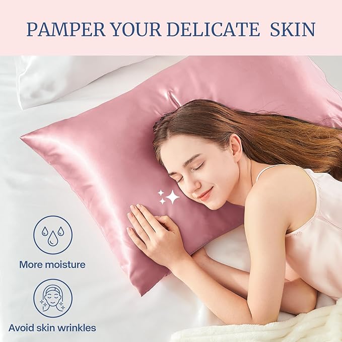 BEDELITE Satin Pillowcase for Hair and Skin, Super Soft and Cooling Similar to Silk Pillow Cases 2 Pack with Envelope Closure, Gift for Women Men(20"x36" King Size, Nostalgia)