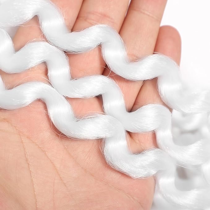 White Short Jamaican Bounce Crochet Hair 3 Packs 2X Long Ringlet Wand Curl 12 Inch Curly Crochet Hait Extensions Curly Crochet Braiding Hair 60 Roots