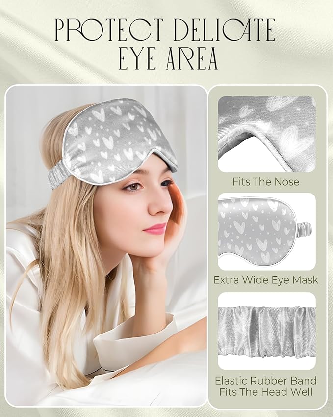 Mulberry Silk Pillow Case for Hair and Skin 19 Momme Standard 26"x20" Grey Silk Pillowcase with Eye Mask & Scrunchie Soft Silk Pillowcase Sleeping for Moms, Women