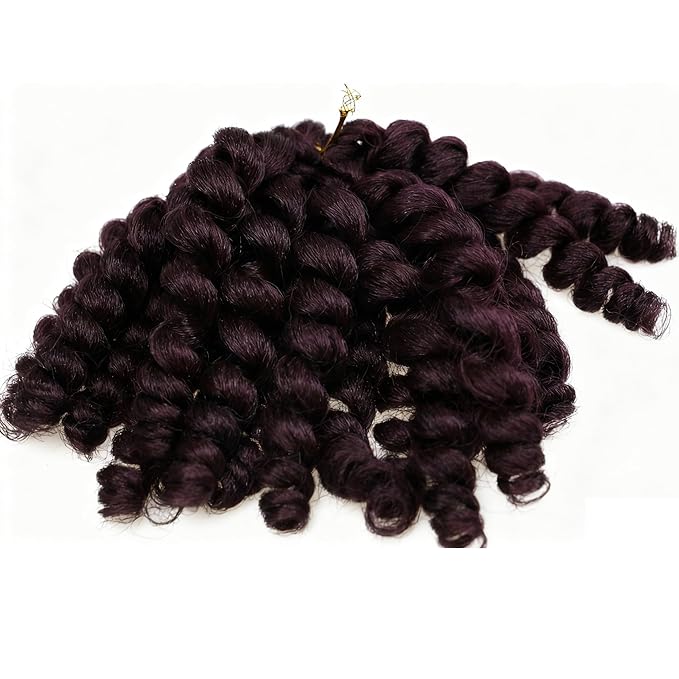 99J Short Jamaican Bounce Crochet Hair 3 Packs 2X Ringlet Wand Curl Crochet Hair 8 Inch Curly Crochet Hair Extensions Burgundy Curly Crochet Braiding Hair 100 Roots