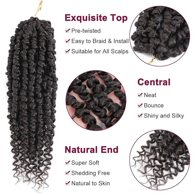 Passion Twist Hair - 8 Packs 12 Inch Passion Twist Crochet Hair For Black Women, Crochet Pretwisted Curly Hair Passion Twists Synthetic Braiding Hair Extensions (12 Inch 8 Packs, #4)