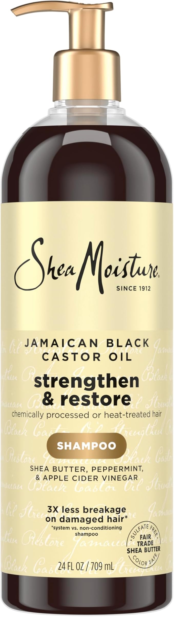 SheaMoisture Strengthen and Restore Shampoo Jamaican Black Castor Oil for Damaged Hair Sulfate-Free 24 oz
