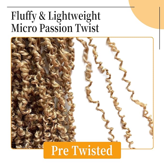 14 Inch Pre-Looped Yanky Twist Crochet Hair, 30 Strands/Pc, Mini Passion Twists, Senegalese Braiding Hair (27#, 8 Pcs/Pack)