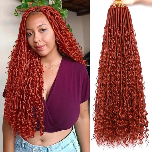 Goddess Locs Crochet Hair-24 Inch 8 Packs Boho Faux Locs Crochet Hair for Black Women Pre Looped Soft Locs with Curly Ends (24 Inch(Pack of 8), 350#)