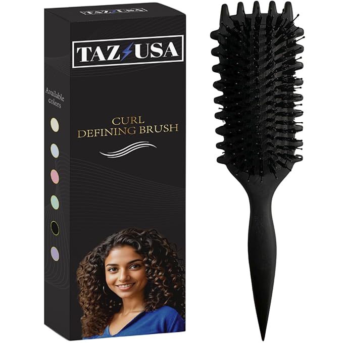 Curl Defining Brush, Curly Hair Brush for Styling, Shaping, Detangling & Defining Curls for Women and Men, Curl Brushes for Curly Hair Work on all Wet or Dry Hair Types (Black)